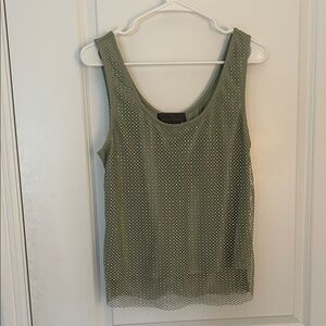 Sunday in Brooklyn Olive Mesh Tank Top